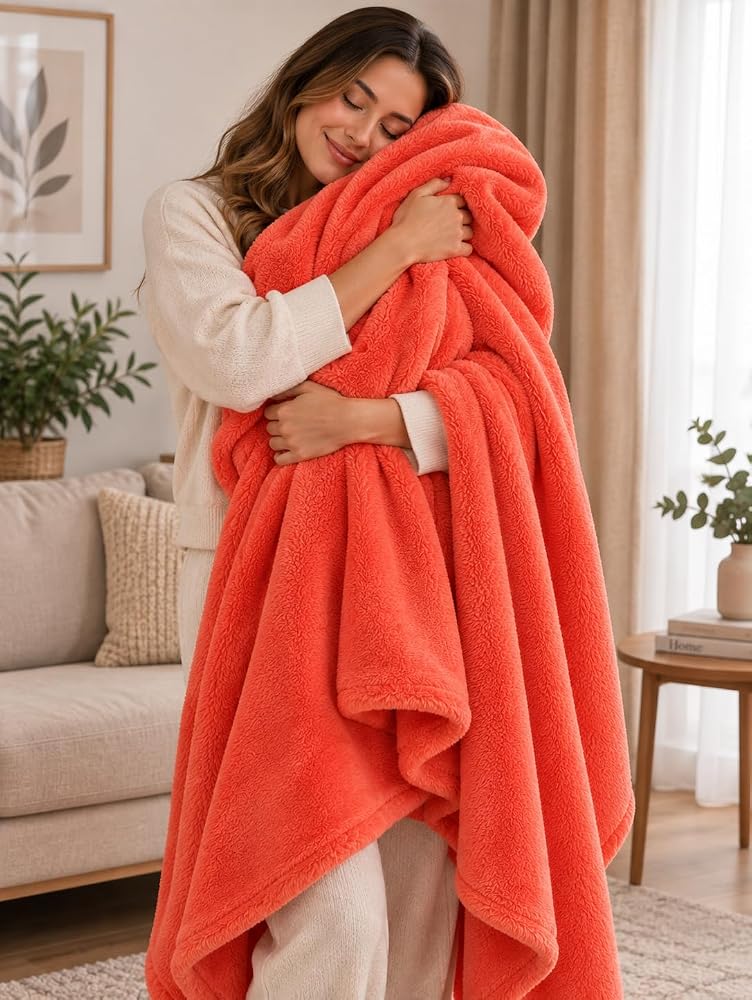 Mulberry Wellsoft Battaniye Televizyon Battaniyesi Peluş Polar Battaniye Tek Kişilik 170 * 230-Kiremit