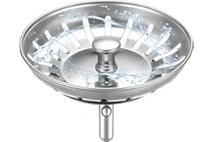 HUAERSICO Universal abflussstopfen mit sieb Durchmesser 82mm,Waschbecken sieb und siebkörbchen spüle Küche, Edelstahl Spüle abflusssieb für Franke Spüle ersatzteile und Blanco spüle zubehör,2 Siegel
