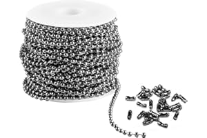 ‎KISSPAT KISSPAT 10M Schwarz Kugelkette, 2,4mm Schwarz Perlenkette mit 50 Stecker Splitter Schmuck Basteln Zubehör für DIY Schmuckherstellung