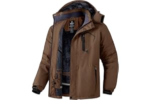 Wantdo Homme Veste de Ski Montagne Outdoor Manteau d'hiver Chaud avec Capuche Amovible Veste Imperméable Coupe-Vent Veste Randonnée pour Voyage