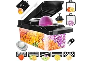 SunnySanji Vegetable Chopper,16 in 1 Food Chopper，Veggie Chopper ，Onion Chopper，Mandoline Slicer & Salad Chopper Multi Blade Vegetable Cutter & Veggie Dicer,Julienne，Slicer，includes Bonus Egg Slicer.