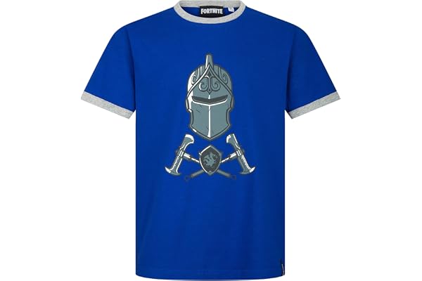 Epic Games Fortnite T-shirt à manches courtes pour garçon Motif chevalier Noir - Bleu