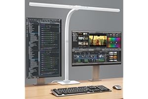 KableRika Lampa biurkowa LED, ściemniana, 1200 lm, 80 cm, bardzo jasna, ochrona oczu, lampa robocza z metalową podstawą, 24 W, łabędzia szyja, do biura, lampa stołowa do domowego biura, monitor z 6