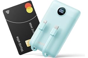 WeeFancy Mini Power Bank 10000mAh 22.5W Powerbank USB C z zintegrowanym kablem PD QC Fast Charge, ultra kompaktowa bateria zewnętrzna 4 wyjściami kompatybilna iPhone 15/14/Galaxy/Xiaomi/DJI