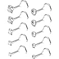 FIBO STEEL 10Pcs 20G Stainless Steel Nose Ring Studs Body Jewelry Piercing CZ Inlaid£¬1.5MM-3.5MM