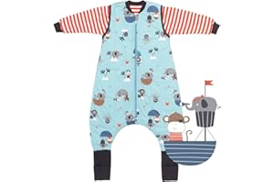 Schlummersack Baby Schlafsack mit Füßen Ganzjährig 2.5 Tog OEKO-TEX | Mit Beinen und Verlängerten Bündchen | Ärmel für Alle Jahreszeiten