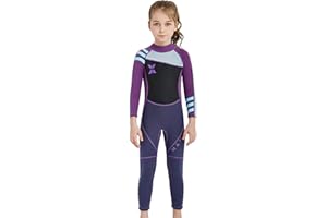 FEOYA Combinaison de Plongée Enfant Fille Néoprène 2.5MM Manches Longues Age 3-9 Ans pour Plongée Natation Activités Aquatiques