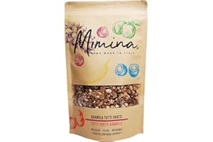 Mimina - Granola Tutti Frutti, Farro Soffiato con Uva Sultanina, Cocco e Banana, Snack Senza Lattosio, Ricca di Fibre, Ideale per Colazione, Conf da 240grammi