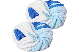 YushengTai Lana Gruesa para Tejer a Mano, 2 Piezas 500g Azul Fresco Lana Gruesa Suave y Cómodo, Chunky Yarn Cojines, Mantas, Bufandas, Gorros de Punto