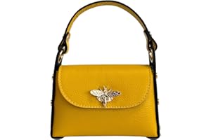 Modarno mini borsa in Vera pelle dollaro con chiusura a moschettone a forma di ape, borchie laterali, catena metallica rimovibile, manico in pelle