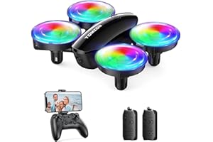 Tomzon A23W Mini Drone con Cámara para Niños, 1080P Dron con Luz LED, 3D Flips, Modo sin Cabeza, Estabilización de Altitud, 3 Velocidades, Vuelo Circular, Juguete de Drone para Principiantes