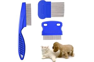 HZZYCER Flea Comb for Cats Dogs, 3 PCS Lice Combs Fine Tooth Comb Grooming Set for Cat Dog Pets Float Hair Tear Marks Tick Removal Tool