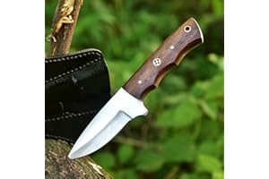 TATLA CRAFT Hunting Knife, Stainless Steel Blade and Rosewood Handle - Blacksmith Made Camping Knifes - Bushcraft Knives- Survival Knives with Leather Cover. (Stainless-Steel-Knife)