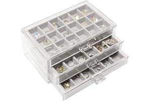 Nwvuop Schmuckschatulle Acryl Schmuckkästchen Ring aufbewahrung Schmuckaufbewahrung Organizer für ohrringe Ring Jewellery Organizer Grau
