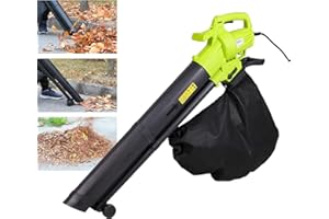 GURYON 3000W Garden Leaf Blower & Vacuum Shredder, 3 in 1 Leaf Blower with 35L Leaf Collection Bag, Carry Strap, Rolling Wheels, 10:1 Shredding Ratio, 10M Power Cable, Lightweight Compact for Home Garden Use