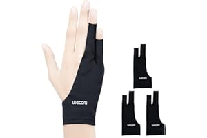 ‎WACOM Wacom Zeichenhandschuh, Zwei-Finger-Künstler-Handschuh für Zeichnungstablet-Stift-Display, 90% recyceltes Material, umweltfreundlich, Einheitsgröße (3er-Pack), Schwarz