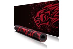 EXCO YISK Podkładka pod mysz do gier XL 700 x 300 x 2 mm, rozszerzona podkładka pod klawiaturę z antypoślizgową gumową podstawą do komputera, komputera i laptopa (czerwony lampart XL)