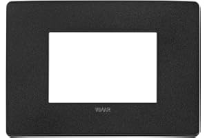 VIMAR 14653U.19 PLANA UP Placca naturalmente integrabile con Plana, 3 moduli, tecnopolimero, nero matt