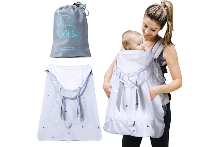Orzbow Waterproof Baby Carrier Sun Cover, Breathable Summer Baby Carrier Rain Cover with Sun Protection, Windproof Baby Sling Cover, for Spring,Autumn and Summer (Grey Rabbit)