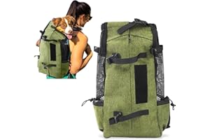 PETCUTE Zaino per Cani Gatti Borsa trasportino Porta Cani Zaino Trekking per Gatti Regolabile Zainetto per Viaggi Animali Taglia Grandi Carico Massimo16,5 kg Erba Verde