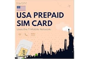 travSIM Karta SIM USA (korzysta z sieci T-Mobile) | 50 GB danych mobilnych z prędkością 4G / 5G | karta SIM do USA z nieograniczonymi rozmowami i SMS-ami w USA | karta SIM US SIM, ważna przez 7 dni