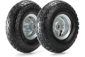 Yarlung 2 Pack 25cm Pneumatic Air Filled Tires on Wheels for Hand Truck, 4.10/3.50-4" Heavy-Duty Replacement Wheels Tires for All Purpose Utility Cart, Garden Cart, 2.25"Offset Hub, 5/8"Bearings