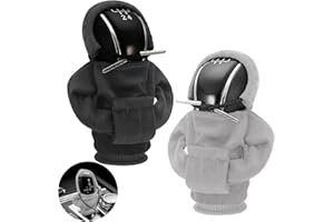 Juxtaposia 2 Stück Schaltknauf Hoodie,Schalthebel Hoodie kann als Autoinnenausstattung verwendet werden,Schaltknauf Abdeckung passt für die meisten Schalt und Automatikfahrzeuge.(Schwarz,Grau)