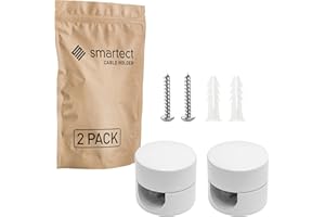 smartect Support Mural et plafonnier en Aluminium pour Câbles [2 pièces, Blanc] Fixation au Plafond avec vis et chevilles, Support de Câble en saillie pour vos projets DIY