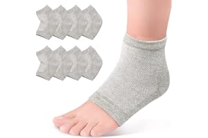 WOOKIT SERAPHY 4 Paires Chaussettes Hydratantes Pour Talons, Gel, Bouts Ouverts, Pour Talons Secs Et Crevassés, Chaussettes SPA Pour Femmes Et Hommes, 4 paires, Gris.