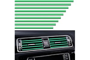 VICDUEKG 10 Pcs Bandes de DIY Style Décoration de Sortie d’Air de Voiture, 20cm Moulures de Voiture Bandes de Garniture intérieure d'évent de Bricolage pour Voitures De Sortie d'air Droites (Vert)