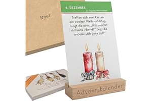 ‎EMBRACING MINDFULNESS Adventskalender 2025 mit Weihnachtswitzen – 24 Weihnachtswitze auf Karten mit Holzhalter (Weihnachtswitze)