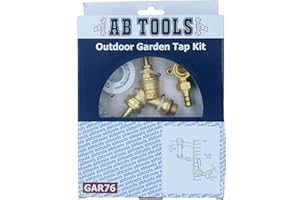 AB Tools Outdoor Tap Kit Brass Self Cut Tap Hose Pipe Garden Water Fittings Wall Mounted