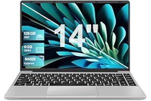 AOCWEI Ordinateur Portable 14 Pouces,6Go RAM+128Go Soutien Extension SSD 1 to PC Portable Win11 Celeron N4020 Laptop avec 2.4G+5G WiFi Mini HDMI & AZERTY Membrane-Argent