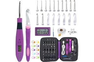 BYBYKOI Illuminated Crochet Hooks Set 18 Sizes Digital Crochet Hooks with Counter 2.0 ~ 14.0 mm, Ergonomic Crochet Hooks, Illuminated Crochet Hooks for Stitch and Row Counting