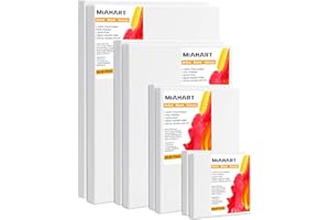 MIAHART Paquete de 8 bastidores de lienzo en blanco para artista, lienzo preestirado en blanco para acrílico, óleo, tablero de pintura al agua, 30x40 cm, 20x30 cm, 15x20 cm