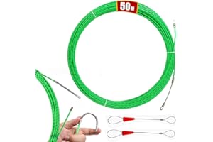 AISNY Kabeleinziehhilfe 50M, 4,5mm Kabelziehhilfe Einziehspirale Polyester Einziehdraht mit 2 Führungsfeder Einziehhilfen Einziehband für Einzugsband zur Kabelverlegung Leerrohr, Grün