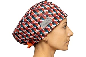 CHRYSVAL - Calot Couvrant 70's - Bonnet Médical ou Calot Cuisine Unisexe 100% Coton Oeko-Tex - Réglable Avec Attaches Et Elastique