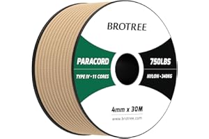 Brotree Paracorde 4 mm 750lb Corde Nylon 30 M 11 Brins Type IV Corde Parachute Bobine pour Survie, Extérieur, Bricolage - 340 kg Charge de Rupture (Kaki)