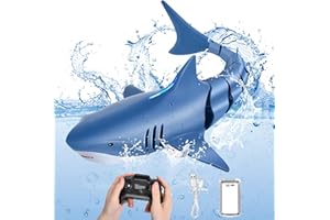 IEEILULU Tiburón Teledirigido, 2.4GHz RC Barco Tiburón con USB, Lancha Tiburón Simulación Recargable, Juguete Acuático, Barco Eléctrico Regalo para Niños y Niñas Mayores de 8+ Años Piscina (Blue)