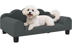PawHut Canapé pour Chien, canapé pour Animal de Compagnie avec Dossier et accoudoirs, Respirant, pour Petits Chiens d'intérieur, 66 x 42 x 28,5 cm, Gris foncé