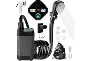 TAVADA Doccia da Campeggio con Pompa,Doccia Portatile Campeggio - Ricaricabile 6000mAh,Doccia Campeggio con Display di Temperatura e Potenza,Doccia Esterna per Spiaggia,Auto,Giardino,Animali