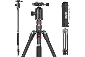 NEEWER 77" Tripod Monopod for DSLR Camera, Phone Holder Compatible with 16 15 Pro Max Plus, Lightweight Aluminum Travel Tripod w/ 360° Ball Head, 2 Axis Center Column, Arca Type QR Plate, Bag