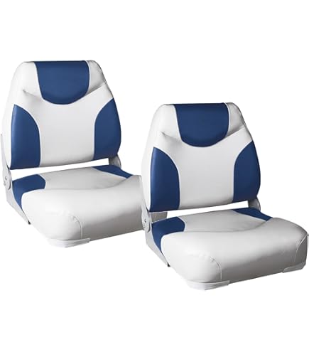 GOPLUS Set of 2 Boat Seats, Boat Seat with Folding Backrest, Highly Elastic Foam, PVC, Polypropylene, Weatherproof, Durable and Waterproof, UV Resistant, Fishing Chair for Yachts and Boats
