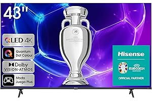 Hisense TV 43E7KQ - QLED Smart TV de 43 Pulgadas Televisor, Quantum Dot Colour, Dolby Vision,Dolby Atmos, Modo Juego PLUS, 60Hz VRR, Bluetooth&HDMI,control por voz televisor, VIDAA (2023)