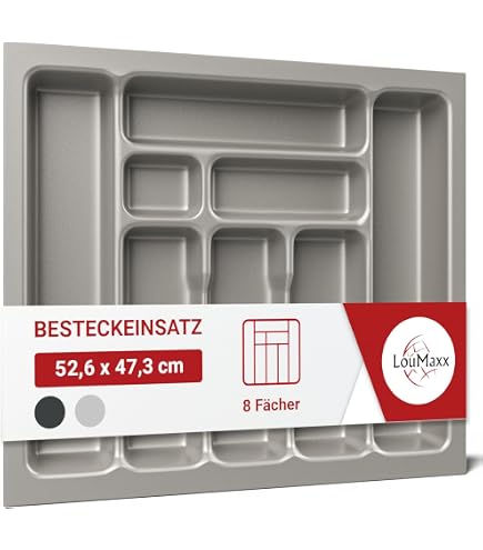 Wunsch-Kasten Besteckeinsatz nach Maß Besteckkasten für 60er Schubladen Personalisierbar Grau Küche, Haushalt & Wohnen