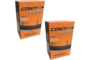 CONTINENTAL MTB 26 INNER TUBES Continental 26" x 1.75-2.5 Mountain Bike Inner Tube - Schrader 40mm Valve (Set of 2),Black