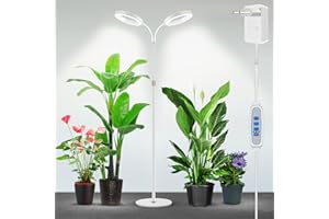 Garpsen Lampada per piante, doppia testa a LED a spettro completo, luci per interni, con supporto, 5 livelli dimmerabili, con timer da 6/12/16H, 3 modalità di colore, 168 LED e altezza regolabile da