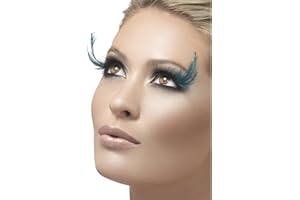 Smiffys Cils, noirs et verts, avec plumes, colle incluse Halloween