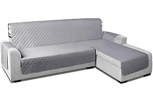 TAOCOCO Funda de Sofá Impermeable Funda de Cojín de Protección para Mascotas Funda de Sofá Antisuciedad(Gris Claro/Chaise Universal 240cm)
