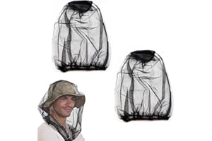 JIAMAOHUA 2Pcs Midge Head Net Mosquito Head Protecting Net Face Mesh for Mosquitoes Bugs Fly Insects Gnats Midges Encrypted Fine Mesh Insect Netting Cover for Outdoor Fishing Camping Hiking Climbing Walking